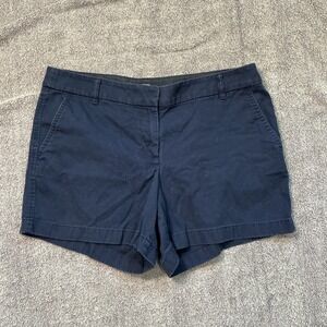 J.Crew Womens Navy Blue Chino Shorts Style H1453 Size 12 Mid Rise 4 Inch Inseam